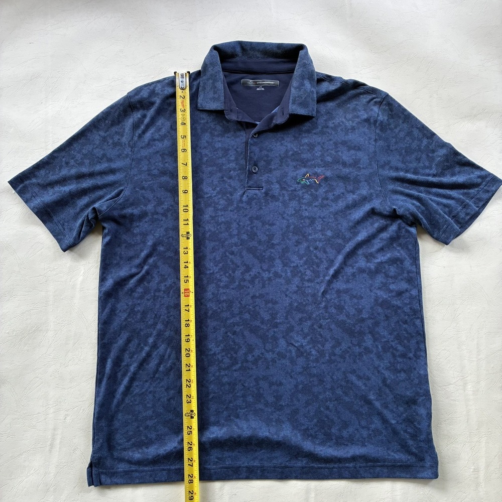 Greg Norman Mens Size L Blue Black Camo Play Dry Golf Polo Shirt